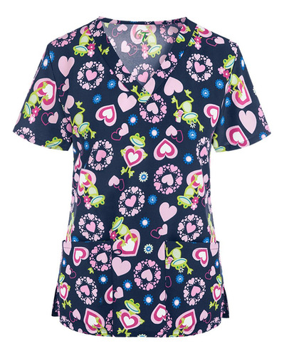 Camiseta Exfoliante Con Cuello En V Para Mujer, Uniforme De