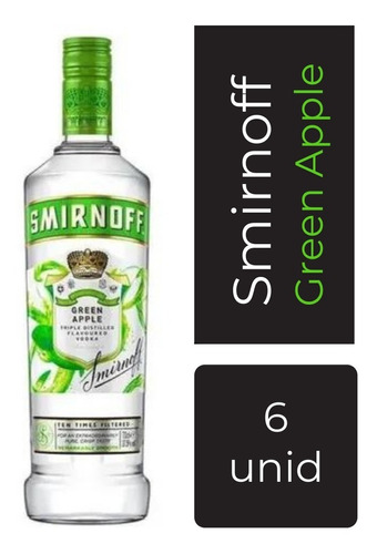 Vodka Smirnoff Saborizado Sabor Green Apple Manzana X 6 U