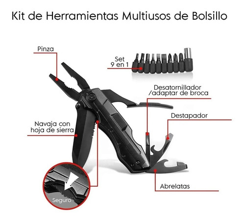 Imagen 2 de 9 de Navajas Multiherramien Acero Inoxidable Camping Pesca Hogar