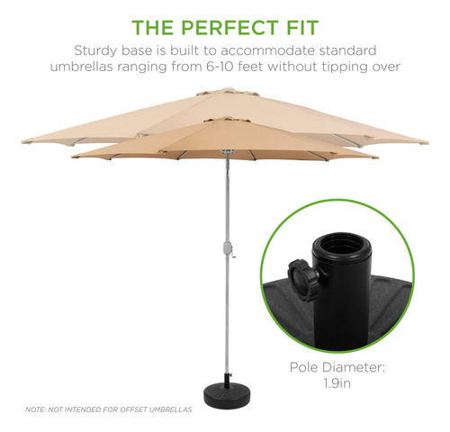 Soporte Base Para Sombrilla De Patio Rellenable Negro Lisa