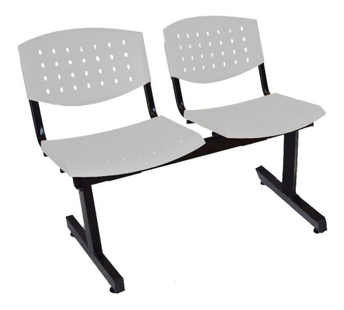 Silla Tandem 2 Asientos Salas De Espera Plastico Reforzado Color de la estructura Negro Color de los asientos Gris claro