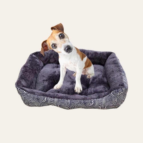 Cama Olas Para Perro O Gato Super Suave Gris Talla L