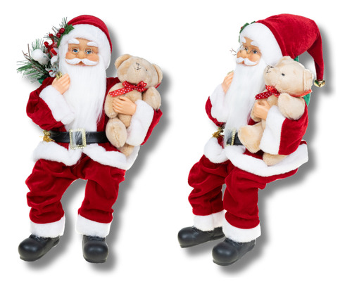 Boneco Papai Noel Sentado 40 Cm Vermelho Enfeite Natalino