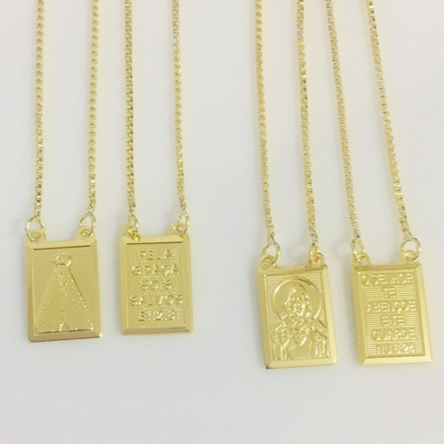 Escapulário Nossa Senhora Aparecida Ouro 18k 60 Cm Banhado Cor Dourado
