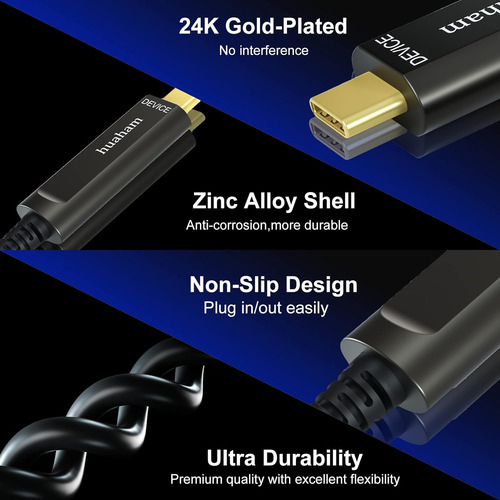Cable De Fibra Optica Huaham Usb A A Usb C De 15 M/50 Pie...