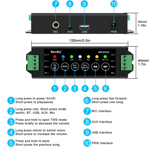 Herdio 800w 6.5 Pulgadas Altavoces Para Exteriores Bluetooth