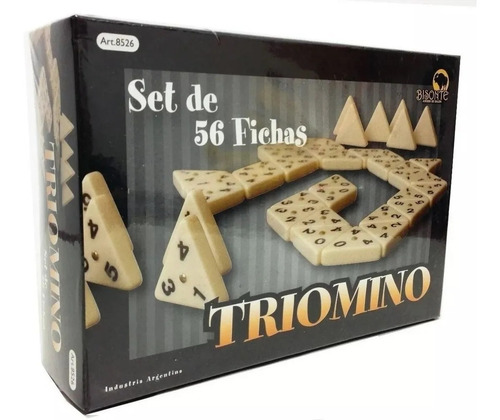 Imagen 1 de 9 de Triomino Juego De Mesa Domino Triangular De Viaje Bisonte