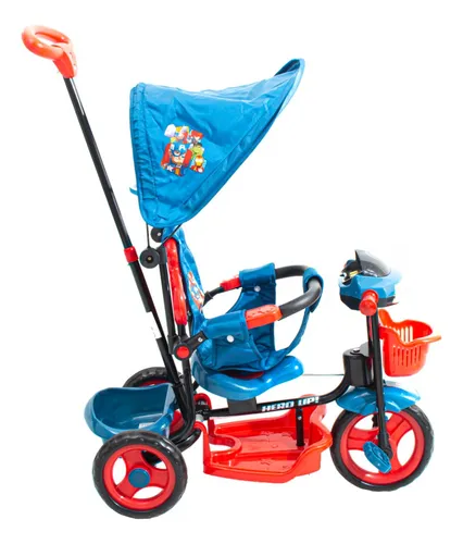 Triciclo Infantil De Avengers Con Manija Y Luces Modelo 7096