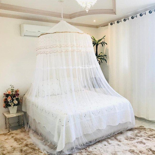 Mosquiteiro Teto Casal King Aro 1m - Renda Branco 3,20m