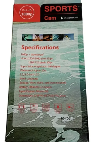 Cámara Deportiva Full Hd 1080p Waterproof 30m Rosada Sports