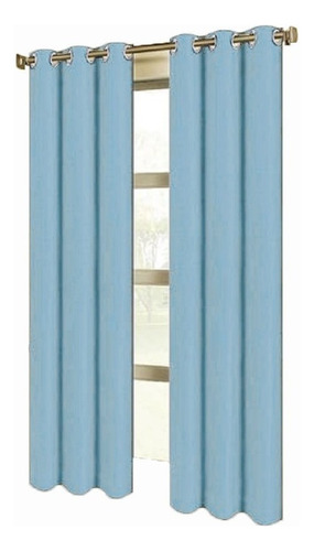 Cortinas Blackout 188cm Ancho X 274cm Largo En 2 Paneles Color Azul acero