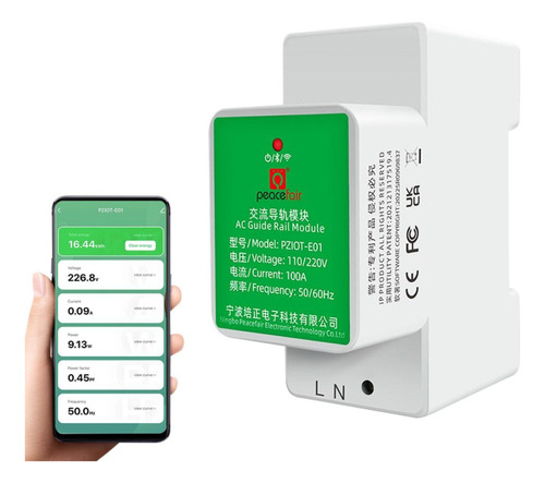 Medidor Consumo Energia Electrica Para Riel Din Wifi 100a 