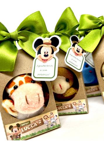 Lembrancinha Personalizada Mickey Safari Pelúcia 6cm 10 Kits