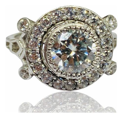 Anillo Compromiso Estilo Antiguo Diamante Moissanita Genuino