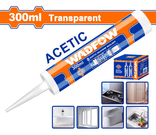 Silicona Transparente Acetica Sellador 300ml Wadfow Pack X24