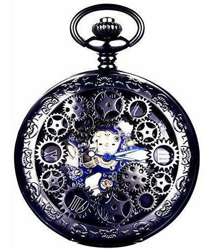 Steampunk Reloj De Bolsillo Mecanico Con Cadena Para Hombres