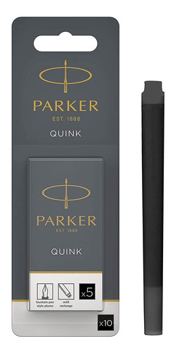 Repuesto Parker Quink Para Plumas Cartuchos Tinta Negro 5 Un
