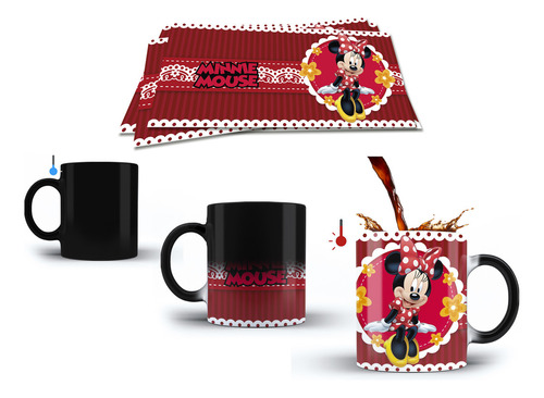 Taza Magica Personalizada Minnie Mouse Con Nombre Modelo 3