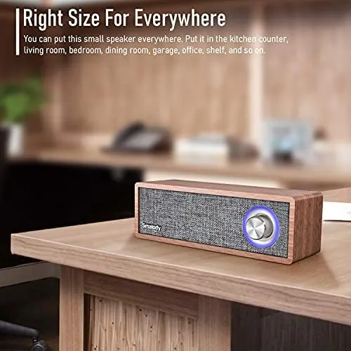 Smalody Wood Retro Bluetooth Speaker, Mini Altavoces Bluetoo