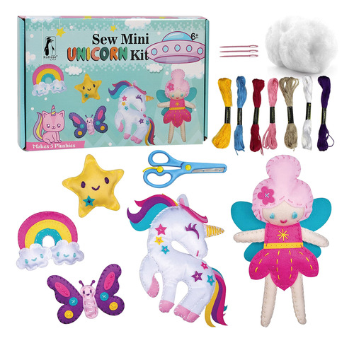 Sew Mini Unicorn Plushies Kit De Manualidades Para Ninos - C
