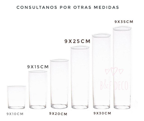 Imagen 2 de 9 de Florero Vidrio Cilindro 9x30 Cm Ideal Centro Mesa