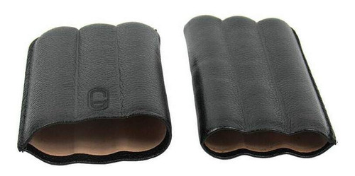 Imagem 3 de 4 de Charuteira Porta Charuto Couro Para 3 Preto Médio