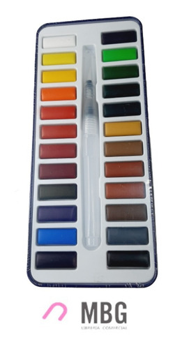 Imagen 5 de 6 de Acuarelas Pastillas Reeves En Lata X 24 Colores + Aqua Brush