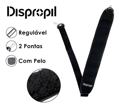 Bandoleira Regulável Confort Pele 2 Pontas Preto - Dispropil