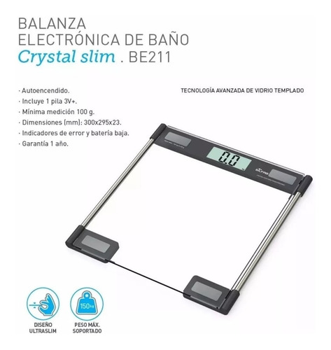 Imagen 2 de 4 de Balanza Digital Silfab Be211 Vidrio Hasta 150 Kg Cuotas S/i