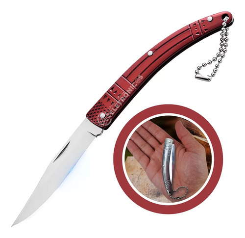 Canivete Faca Bolso Multiuso Discreto Afiado Defesa Mulher Cor Vermelho