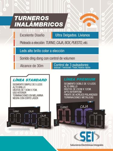 Turnero Led Doble Turno-caja Sei 4 Dígitos Standard