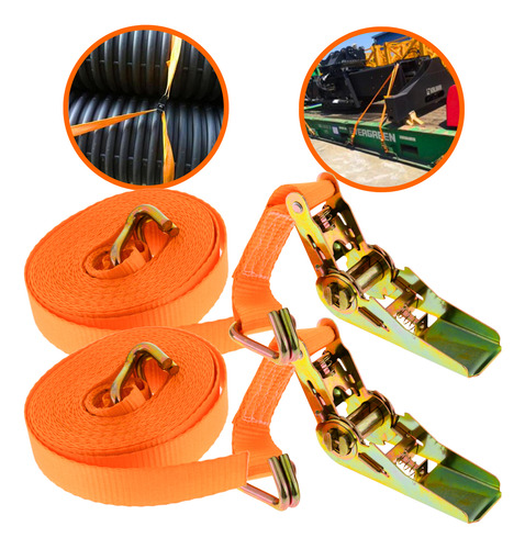 Kit 2 X Cinta De Amarração Com Catraca 800 Kg 4,5m Reforçada