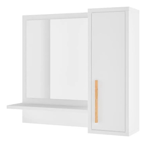 Aéreo Banheiro 2 Prateleiras 1 Espelho Branco Mdp 15 Mm Brv