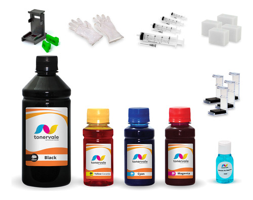 Kit 4 Tinta Para Hp F1100 21 E 22 500ml Bk E 100ml