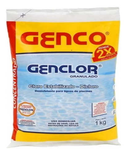 Genclor Cloro Granulado Establizado Dicloro Piscina 1kg
