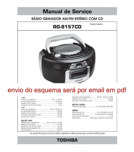comprar  Esquema Rádio Toshiba Rg8157 Rg 8157 Rg8157cd  Em Pdf Via E