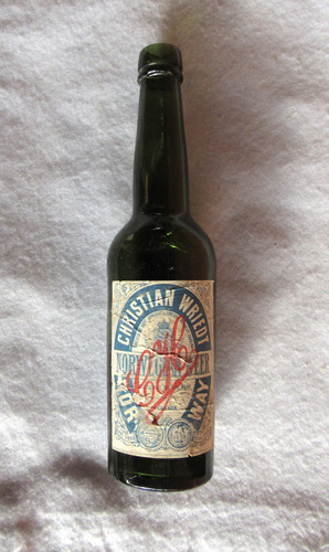 Botella Cerveza Christian Wriedt Noruega 1890´s Antigua 