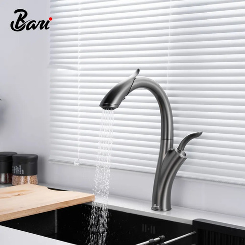 Grifería Para Fregadero Drago Gunmetal Black Marca Bari