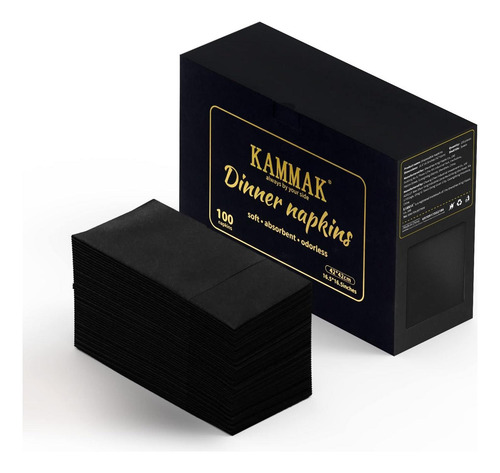 Servilletas Negras Kammak, Desechables Para Cena Decorativa