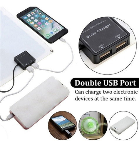 Panel Solar Portátil Crystally-10w Con Doble Usb 5v 2a, Sola