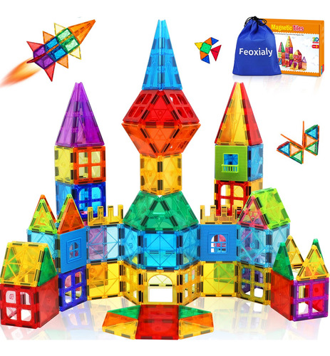 Feoxiaty Magnetic Tiles For Kids Edades 3-5 4-8 Stem Toys Ed