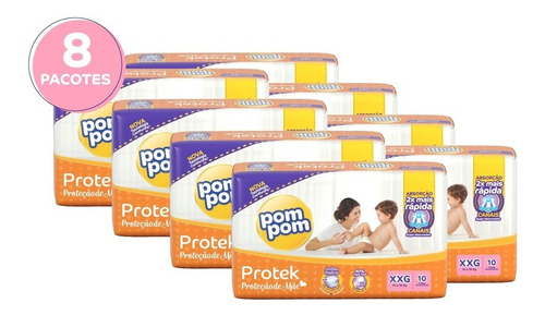 Kit Fralda Pom Pom Protek Proteção De Mãe Jumbinho Xxg 80 Un