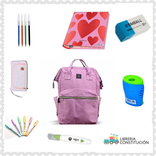Mochila Mumi Completa + Cartuchera +carpeta + Boligrafos