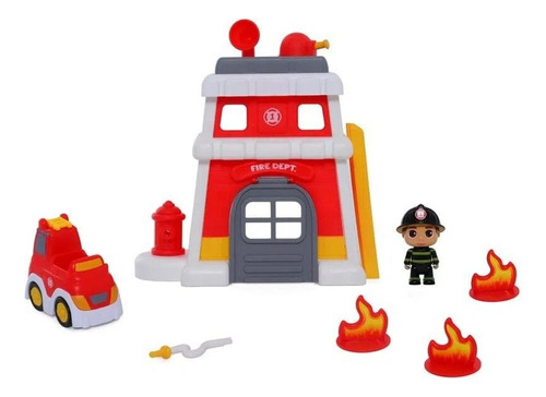 Playset Estacion Bombero Vehiculo Con Figura Y Access Tun