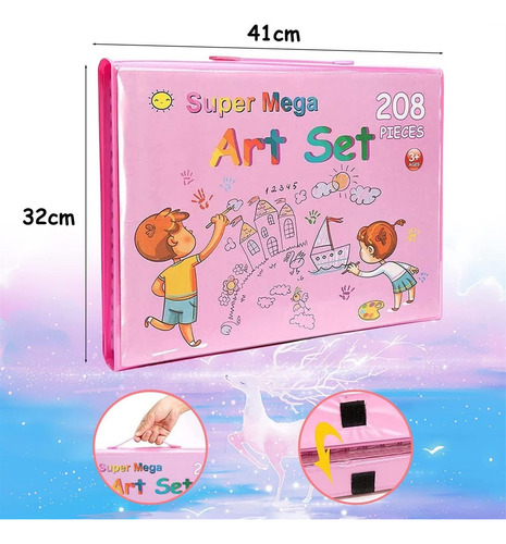 Set De Arte Profesional 208 Piezas,kit De Dibujo Colores