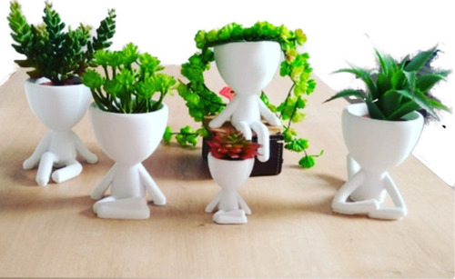 Imagem 5 de 10 de Vasos Robert Plant Suculentas. Pronta Entrega Kit C/4 Branco