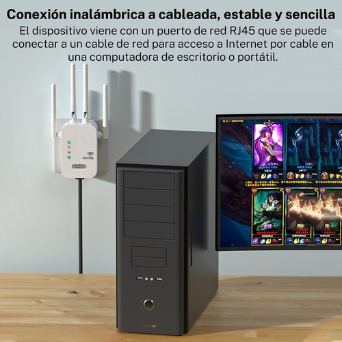Repetidor De Señal Wifi De Doble Banda,1200 Mbps, 2.4/5.8ghz