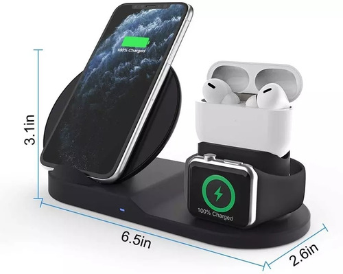Cargador Rápido Inalámbrico 3 En 1 Apple 2020 + Cargador 3.0