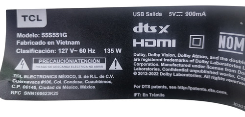 Tarjeta Main Para Tv Tcl 55s551g (Usado)