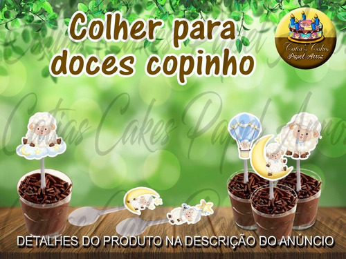 Ovelha Ovelhinha Azul 50 Colher Para Copinho De Doce